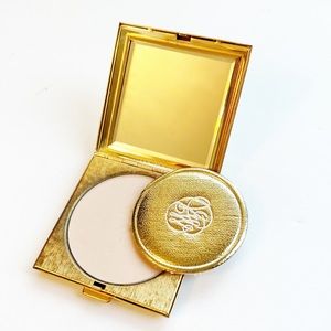 VINTAGE VIVIANE WOODARD gold tone makeup powder, compact case with puff